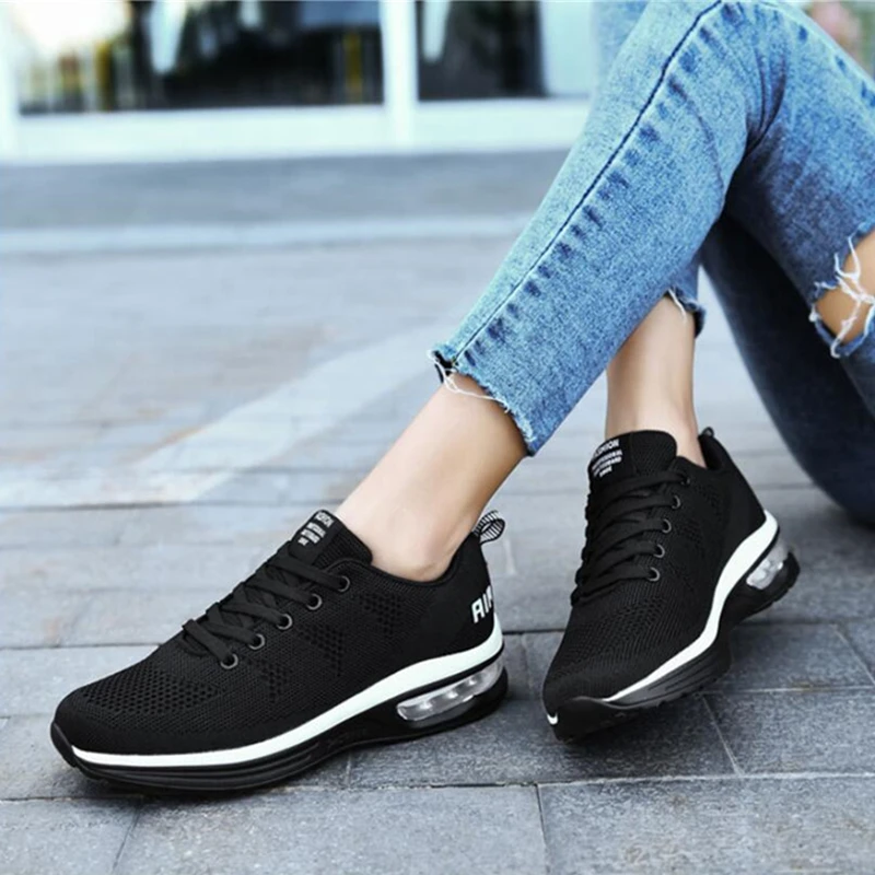 

Fashion Sneakers Women Shoes Stretch Fabric Air Cushion Casual Platform Shoes Ladies Loafers New Student Sports Shoes Very Light