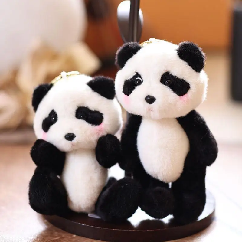 Cute Miniature Panda Stuffed Animal Keyring, Cartoon Plush Doll for Backpack Decoration and Gift