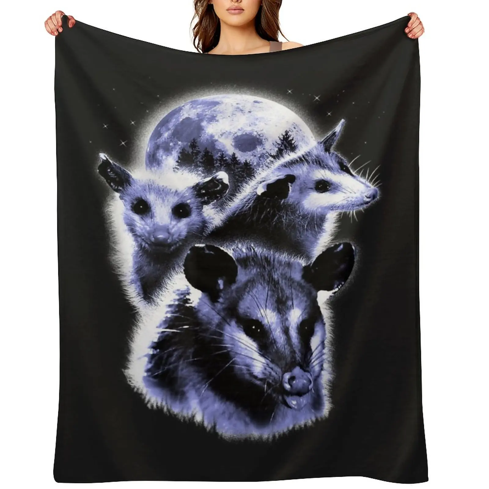 

Three Opposum Moon With 3 Possums And Dead Moon Throw Blanket christmas decoration Thins Heavy Tourist Blankets