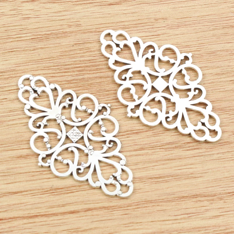 10 sztuk 41x25mm antyczny brąz i antyczne srebro pozłacane kwiat styl złącze ręcznie robiony wisiorek: DIY dla bransoletka naszyjnik — zdjęcie 4
