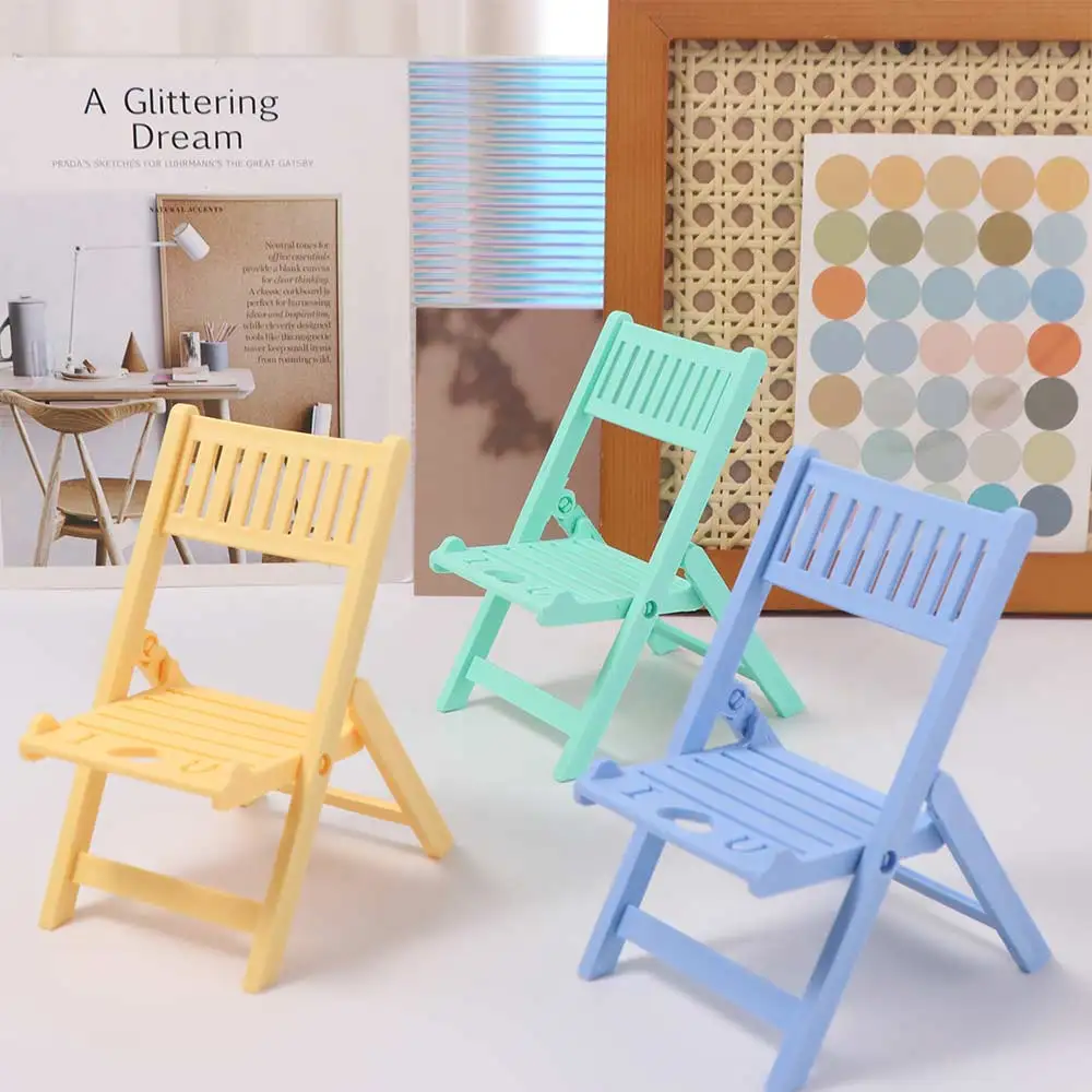 Plastic Cellphone Stand Multi-functional Folding Chair Shape Phone Holer Cartoon Portable Cell Phone Bracket Smart Phone Display