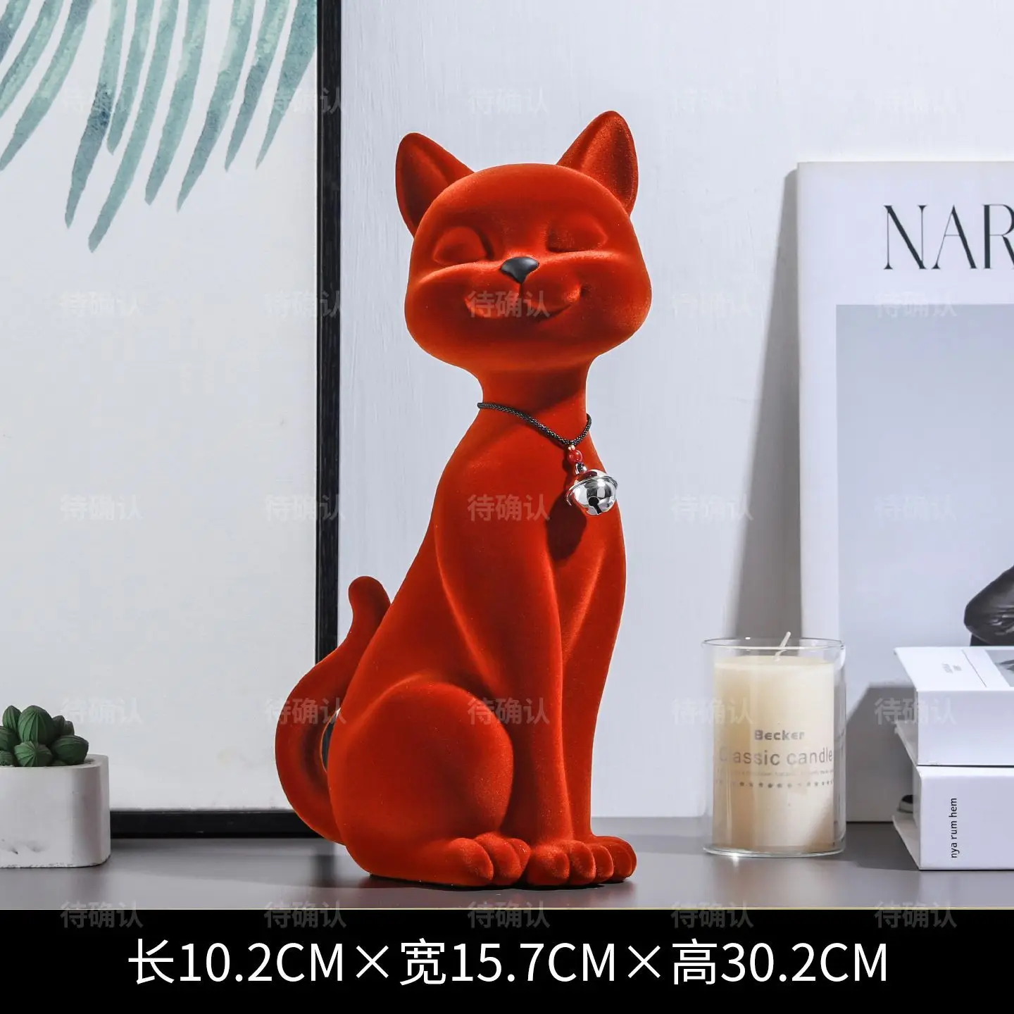

Home Decor Statue Flocking Lucky Cat Ornament Living Room Entrance TV Cabinet Office Desktop Figurine Decoration Customized