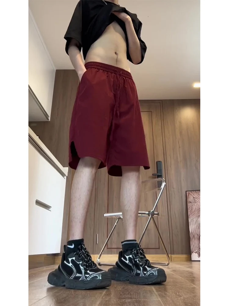 

Ice Silk Men's orts Summer Thin Faion Qui Dry Sports Loose Casual Five-Quarter Pants Straight Leg Anti-Wrinkle Light We...