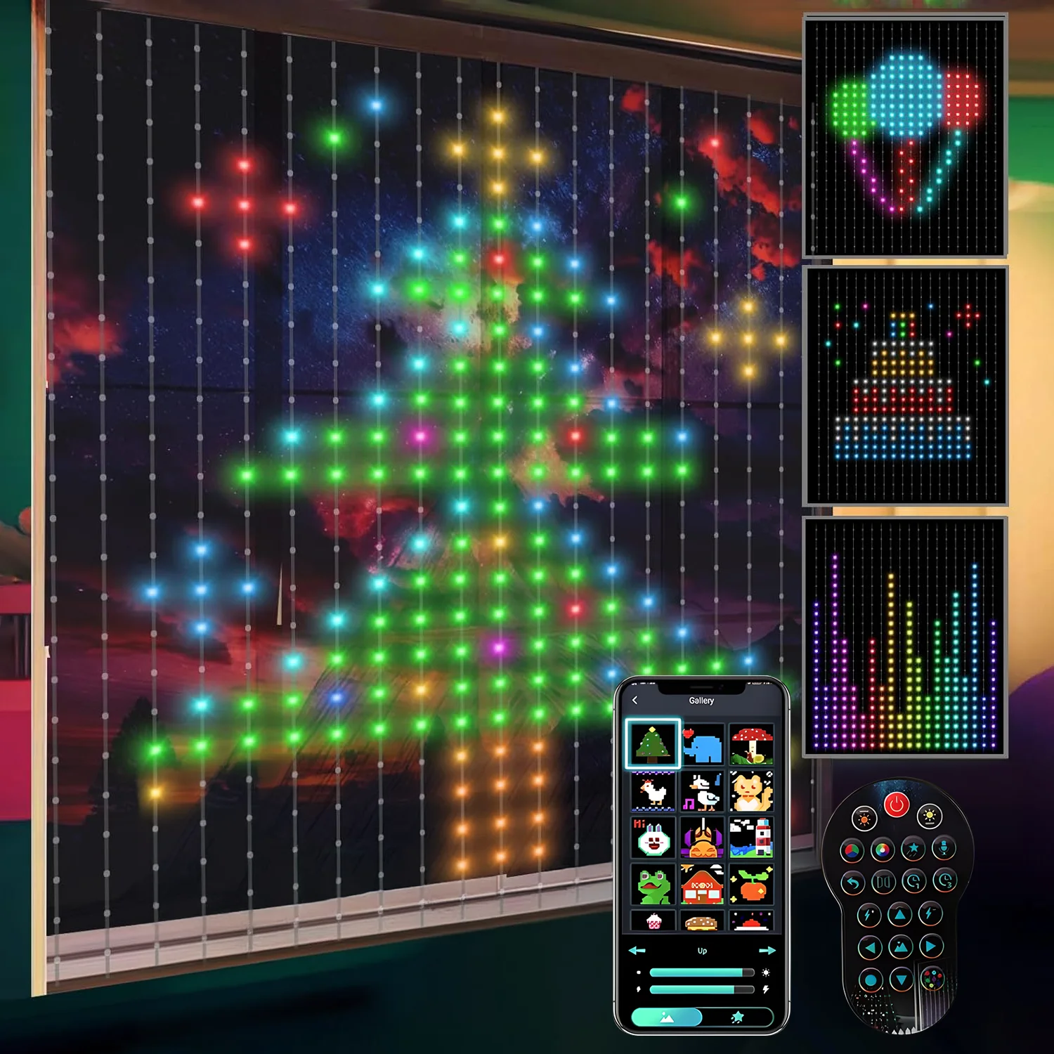

Гирлянда-занавеска RGB с музыкой и синхронизацией