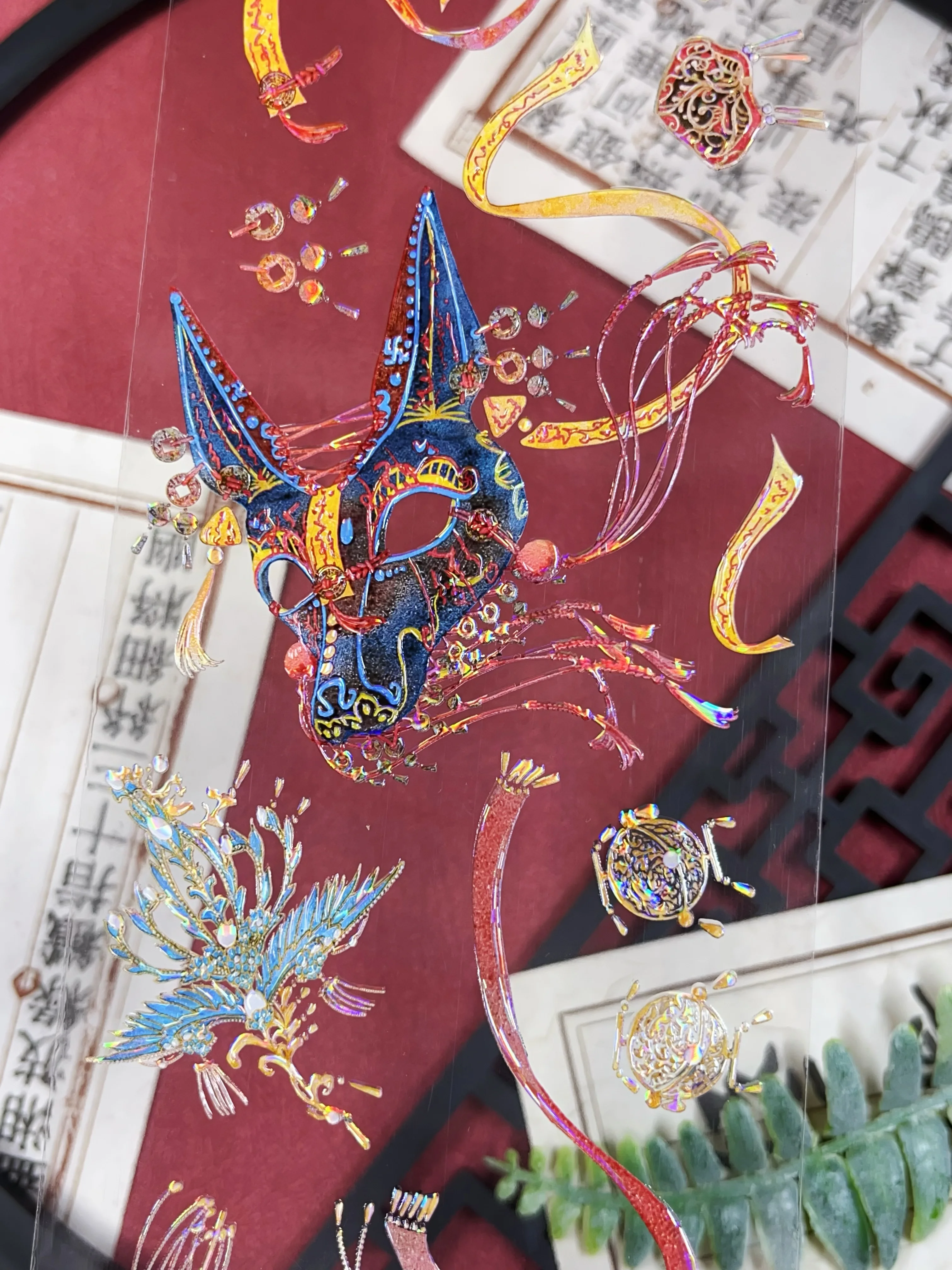 

Divine Masked Spirits Shiny Shell PET Tapes Craft Supplies DIY Scrapbooking Card Making Decorative Plan Sticker