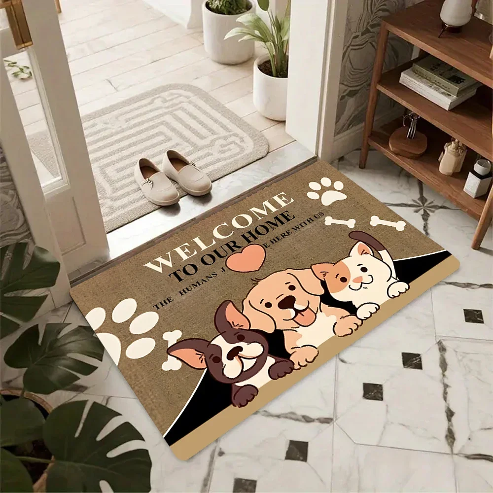 Cute Dog Pattern Carpet Mat Rug Non-Slip Area Rug Home Decoration for Entryway Living Room Bedroom Decor Door Mat