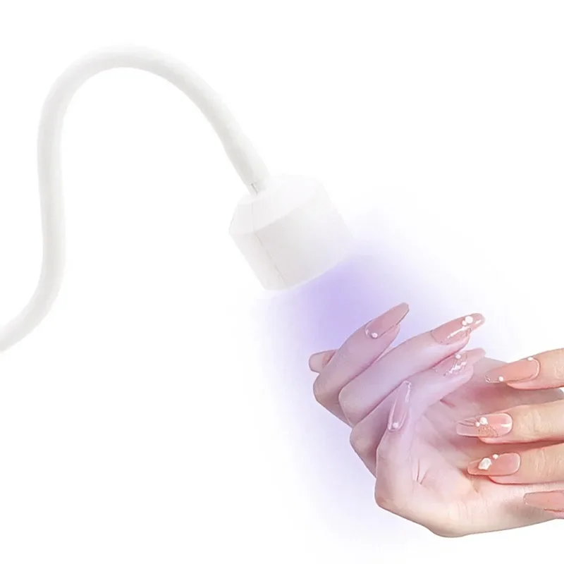 Lámpara Ultravioleta portátil para uñas, secador de manicura LED, luz de curado con cuello de cisne blanco y abrazadera para uñas de Gel