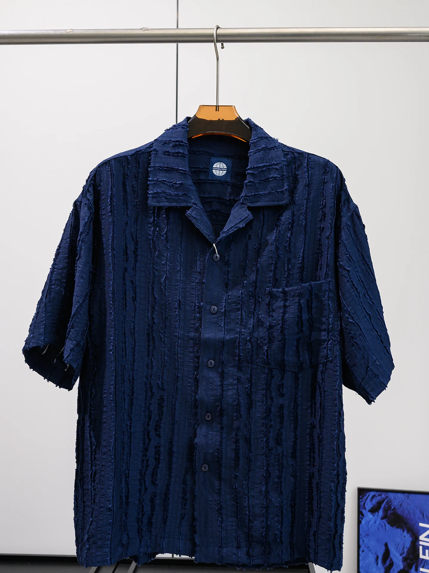 

Casual Cuban Collar Short Sleeve Men's Shirt Loose Fit Comfortable Breathable Lightweight Artistic Texture Summer Fashion