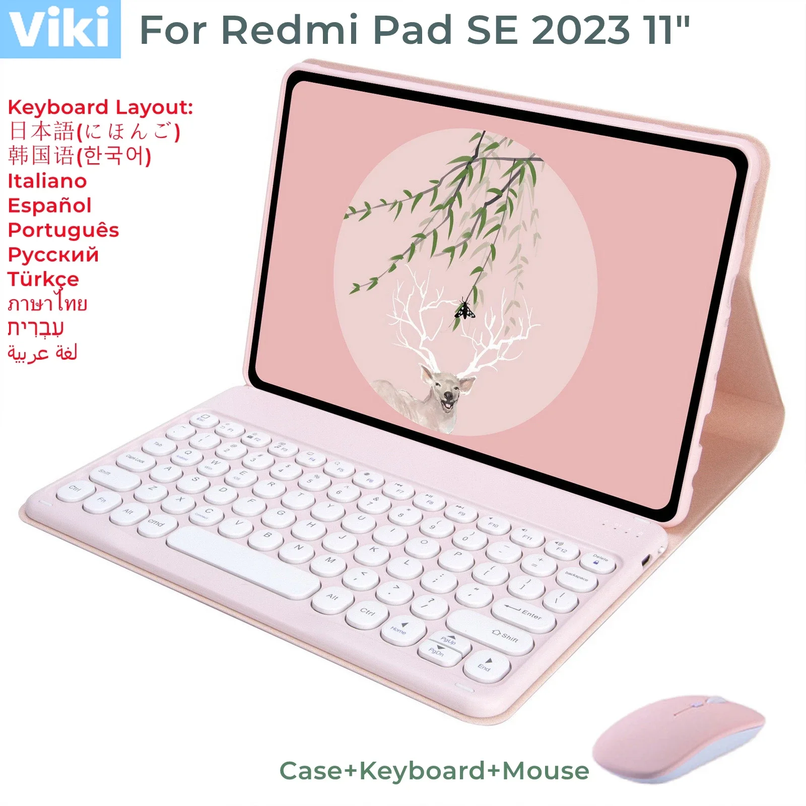 

Wireless Bluetooth Magnetic Case Keyboard for Xiaomi Redmi Pad SE 2023 11" Spanish Korean Keyboard Mouse Smart Cover Funda