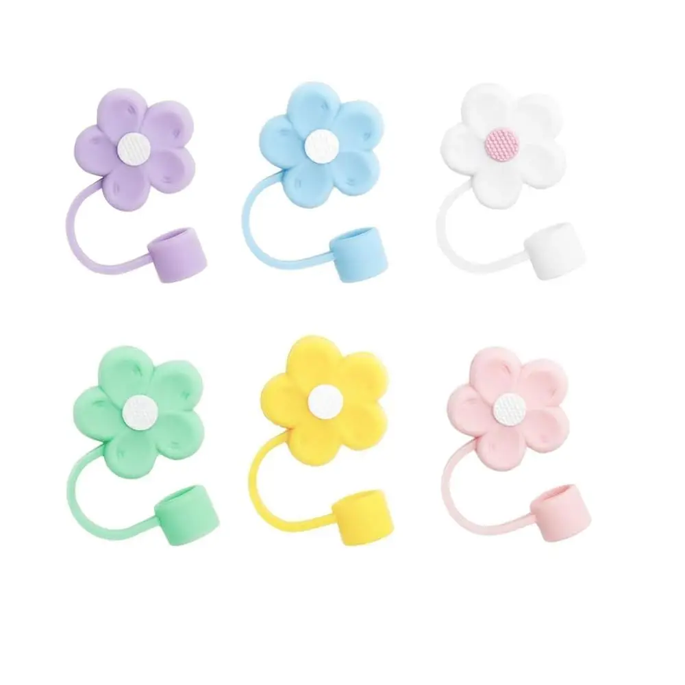 Airtight Flowers Straw Covers Cap Splash Proof Reusable Silicone Straw Tips Cover Dust Proof Plugs Protector for Stanleys