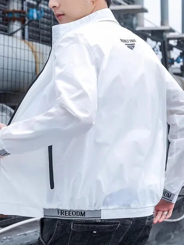 

Ultra-Thin Summer Men's Sun Protection Ice Silk Stand Collar Fiing Jaet UV Protection Skin Clothes Casual Loose Fit Polye...