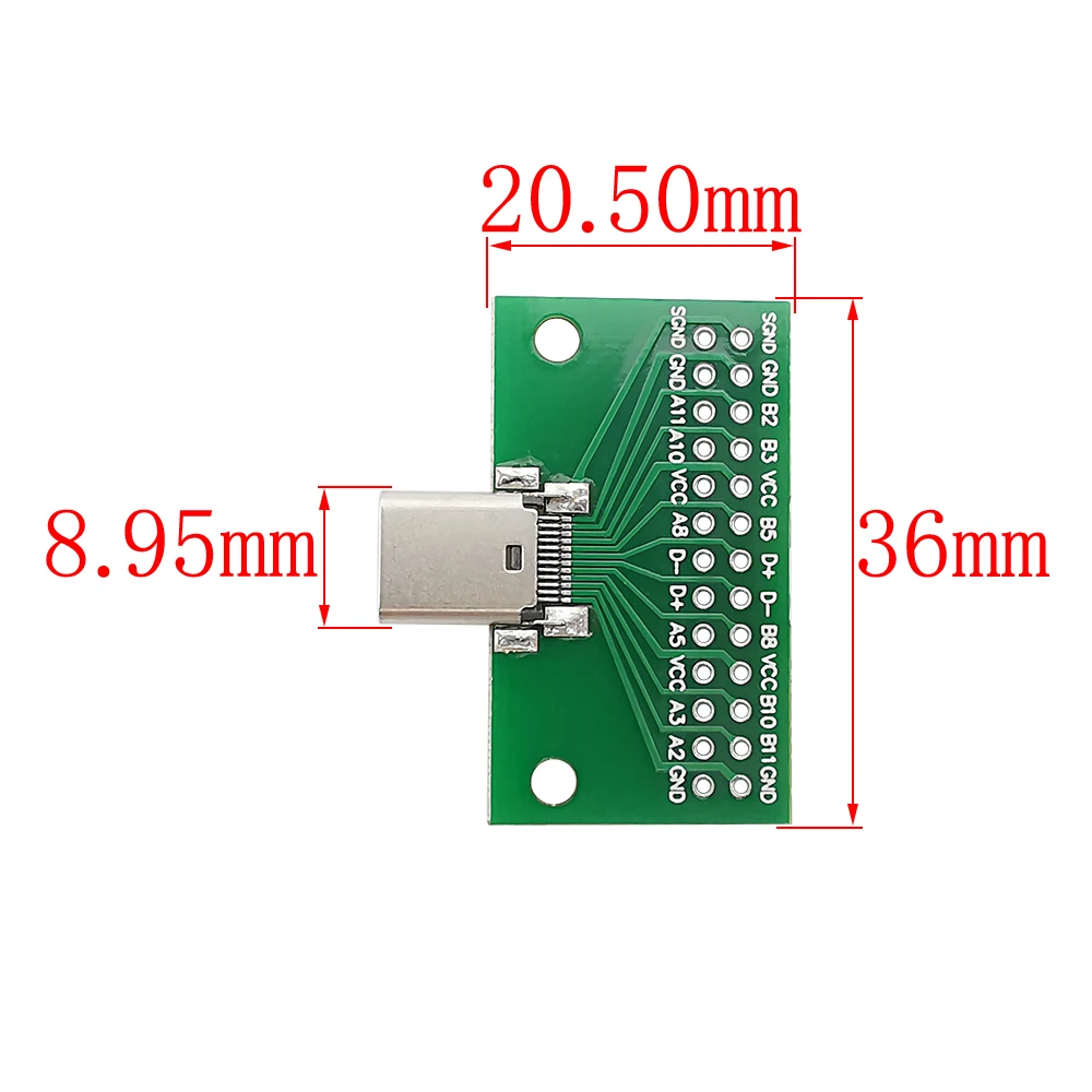 USB 3.1 Type-C 24 Pin Female Socket Connector Type C 24P 2.54mm Connectors Socket For Data Cable Transfer Repair Replacement DIY