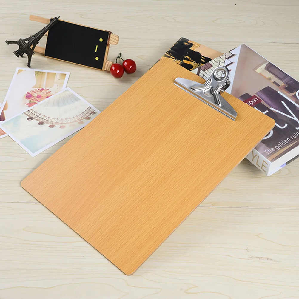 A4 Letter Size Clipboard 3Mm Thick Profile Hardboard Wooden Clip Strong Clamp Double-Sided Film Office Use Clipboard Clip