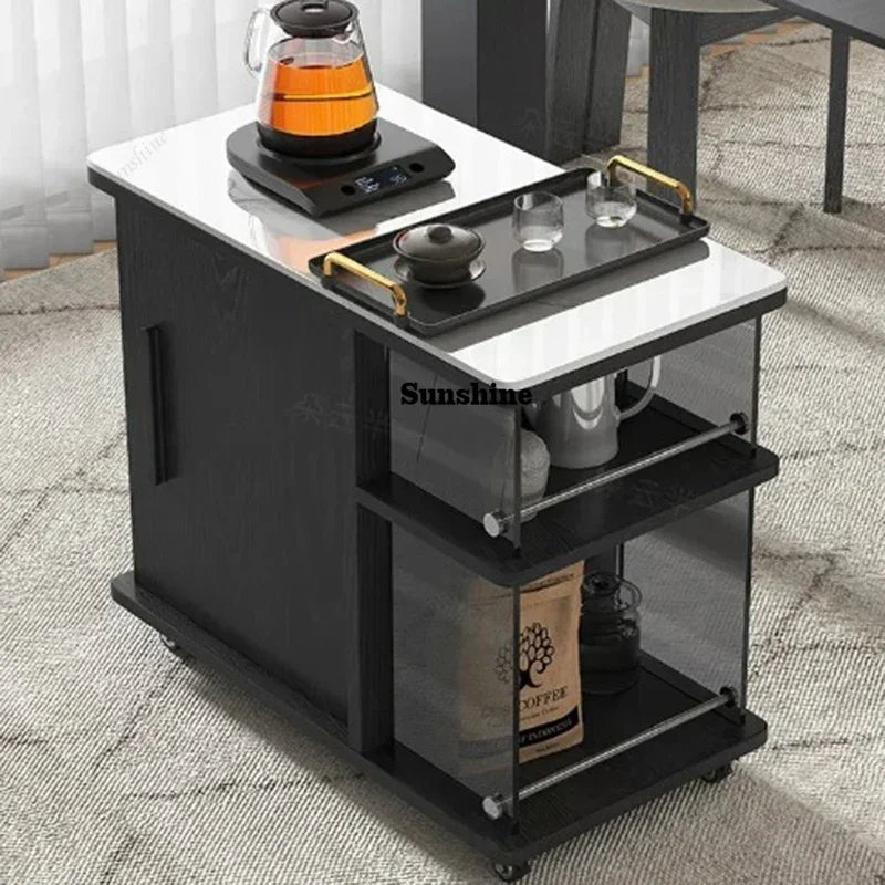 Luxury Black Side Table Storage Portable Beauty Modern Design Safe Side Table Space Saving Relaxing Mesas Bajas Salon FurnitureT