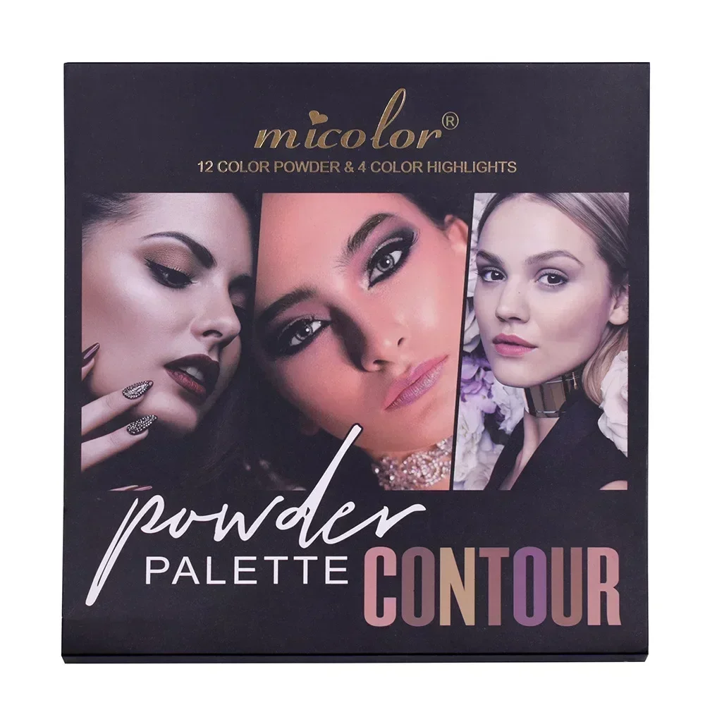 Paleta de contorno facial para mujer, 16 colores, silueta 3d, sombra de nariz, maquillaje duradero, resistente al agua, rubor, belleza glazada