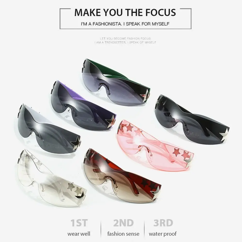 Aesthetic Y2K Sunglasses Fashion Rimless UV400 Protection Shades Futuristic 2000S Accessories for Women