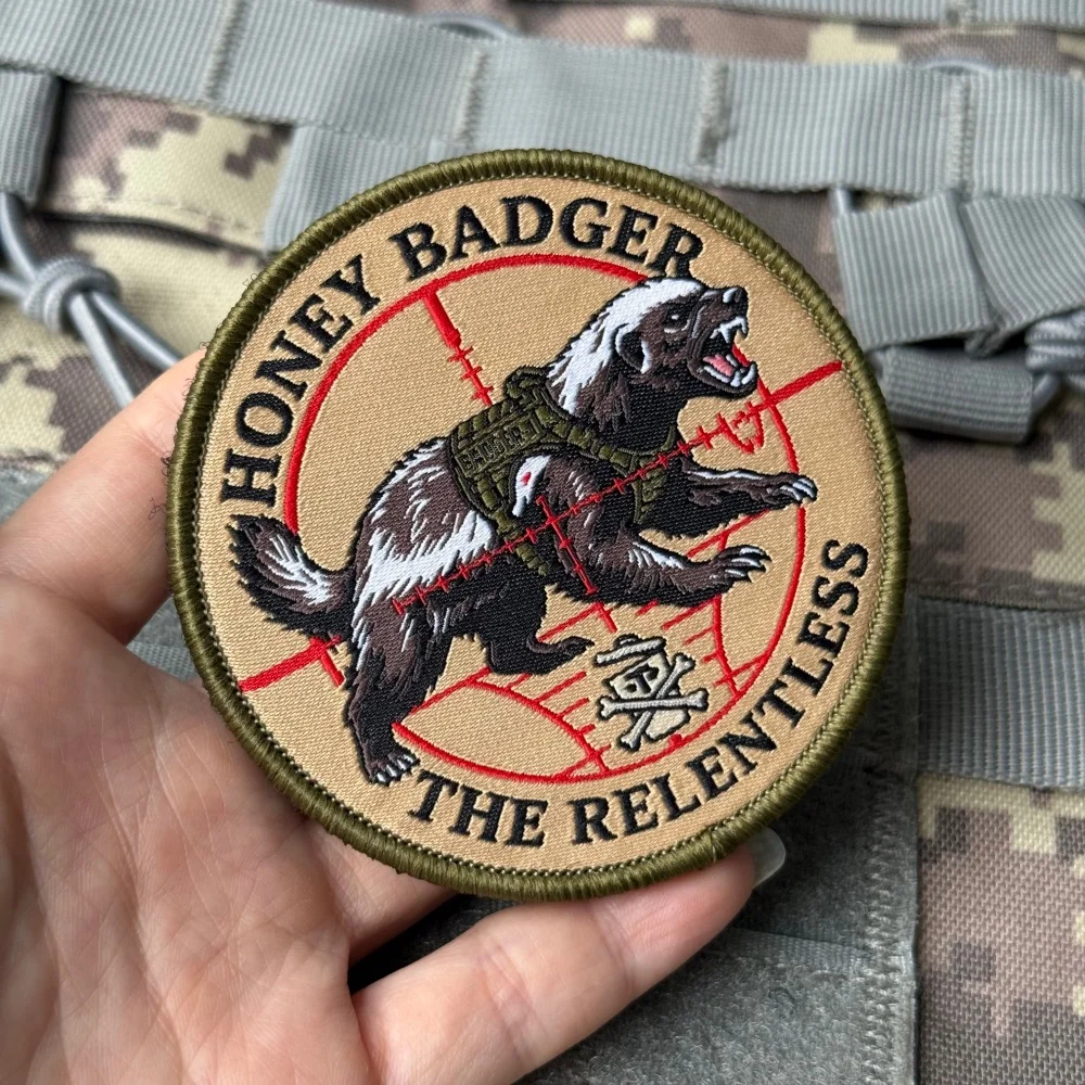 Honey Badger Sniper Funny Morale Badge Tactical Accessories Embroidered Hook & Loop Patches for Backpack Military Army Stickers