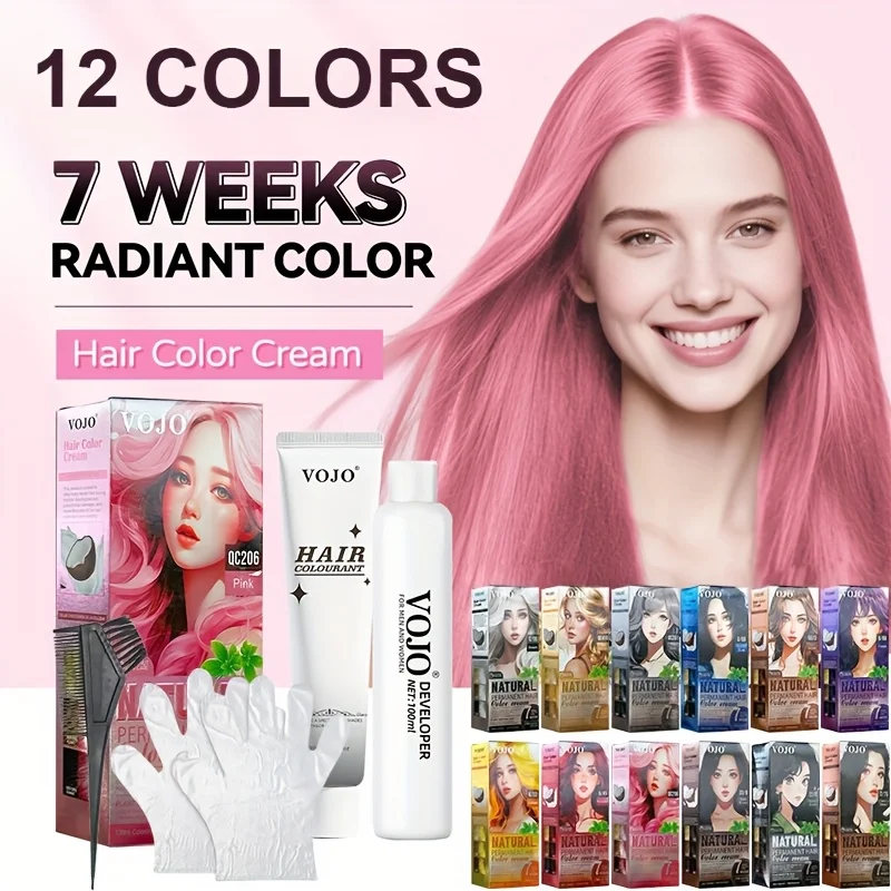 Colorful Hair Dye Set,12 Colors Available,Safe and Long-lasting, Unisex Adult,Normal Hair Style,Hair Dye Kit,Festive Hair Color