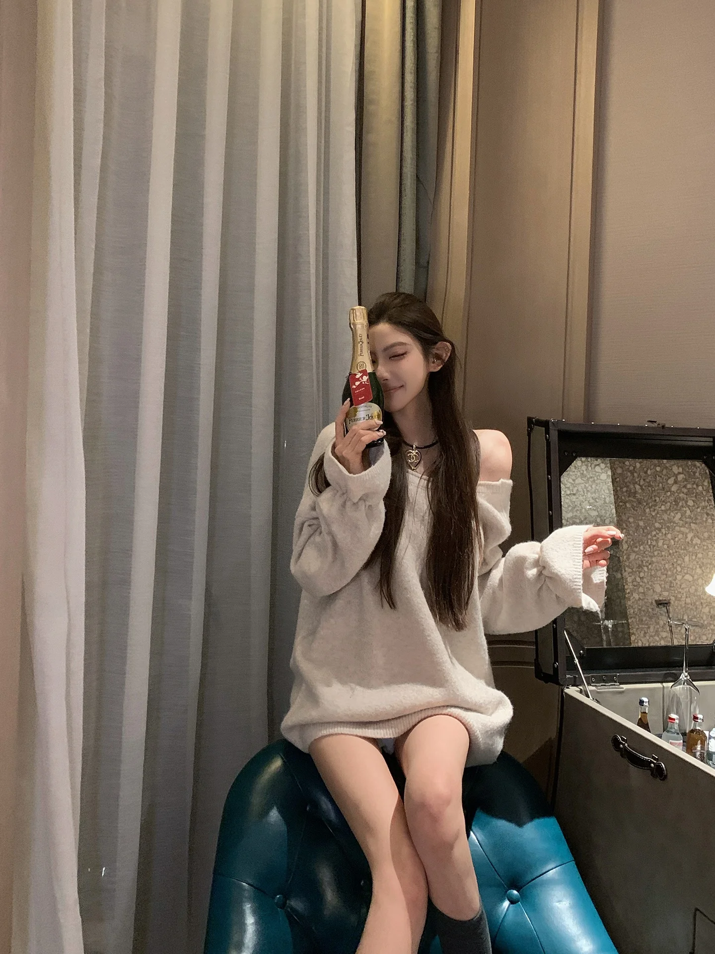 

Вязаный свитер F Project Lazy для женщин, свободный крой, с узлом, теплый, осенне-зимний, однотонный, с круглым вырезом, длинный рукав, топ