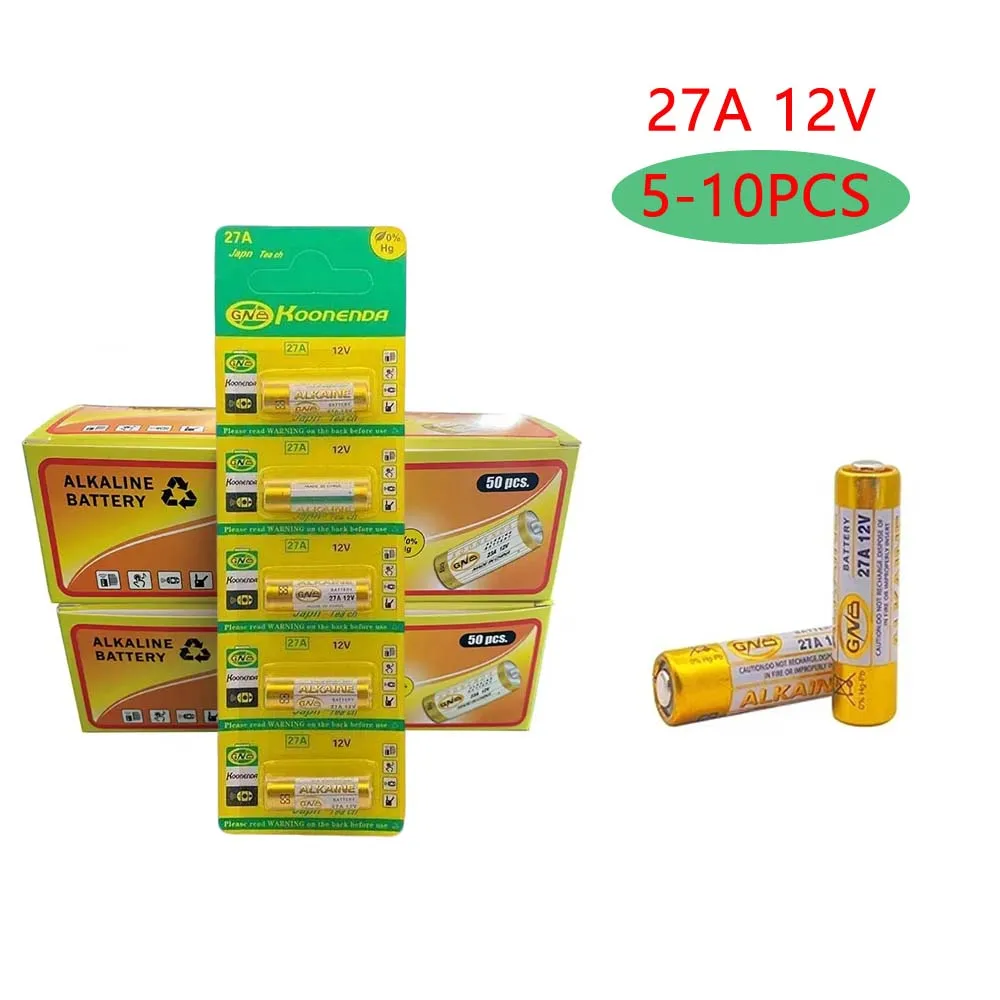 

5-10PCS27A 12V Battery A27 27A G27A MN27 MS27 GP27 V27GA for Doorbell,Roller Shutter,Garage Door Remote,Dry Alkaline Battery