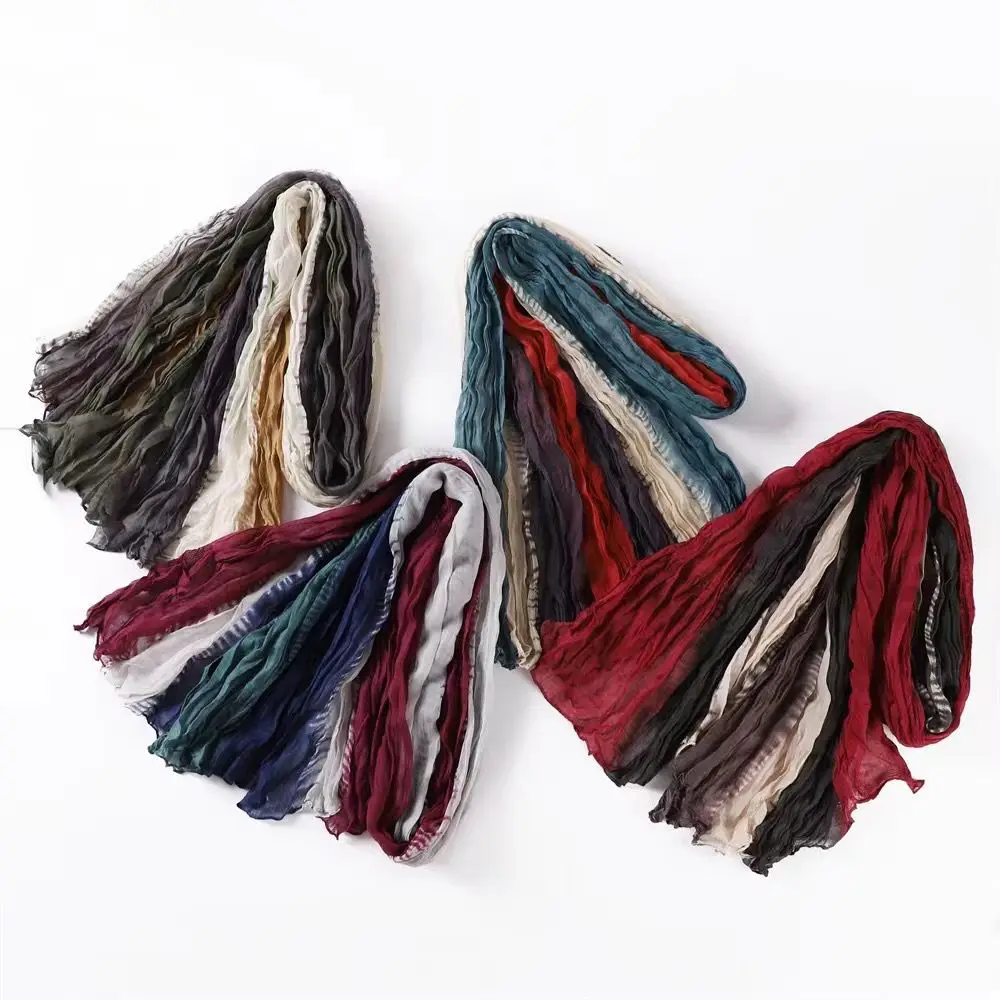 Women's Lightweight Color Block Sun proof Long Shawl Scarf For Spring Summer Soft Breathable Hand-painted Head Wrap Scarves