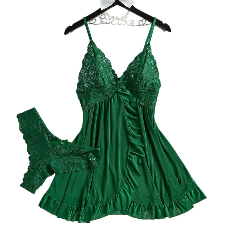 Plus Size Women's Underwear Summer Underpants A Set Of Ultra-thin Female Lingerie Nightdress Suit Transparent Intimate Thong