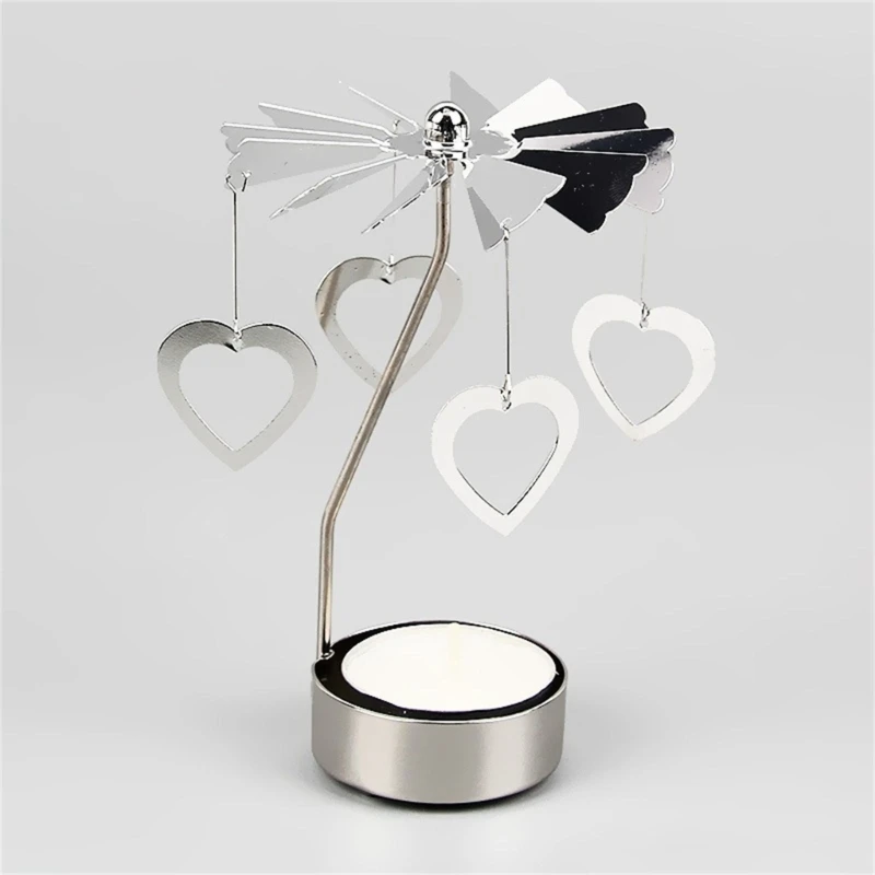 SZWA Delicate Rotating Holder Creative Rotating Candlestick Small Gift Metal Tealight Holder for Christmas