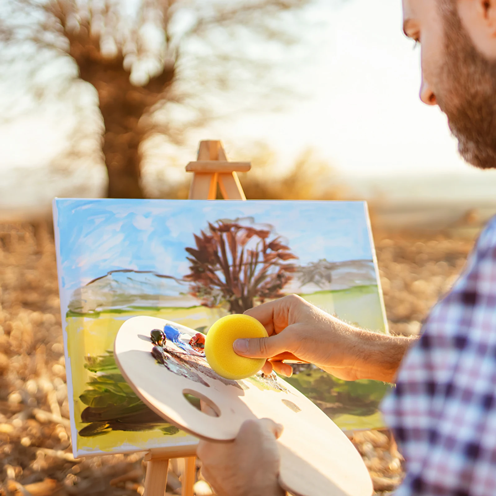 12 قطعة الإسفنج الأصفر المستديرة سميكة اللوحة الاصطناعية الإسفنج للحرف اليدوية الفخار الفن المائية الإسفنج الاستنسل الإسفنج للرسم