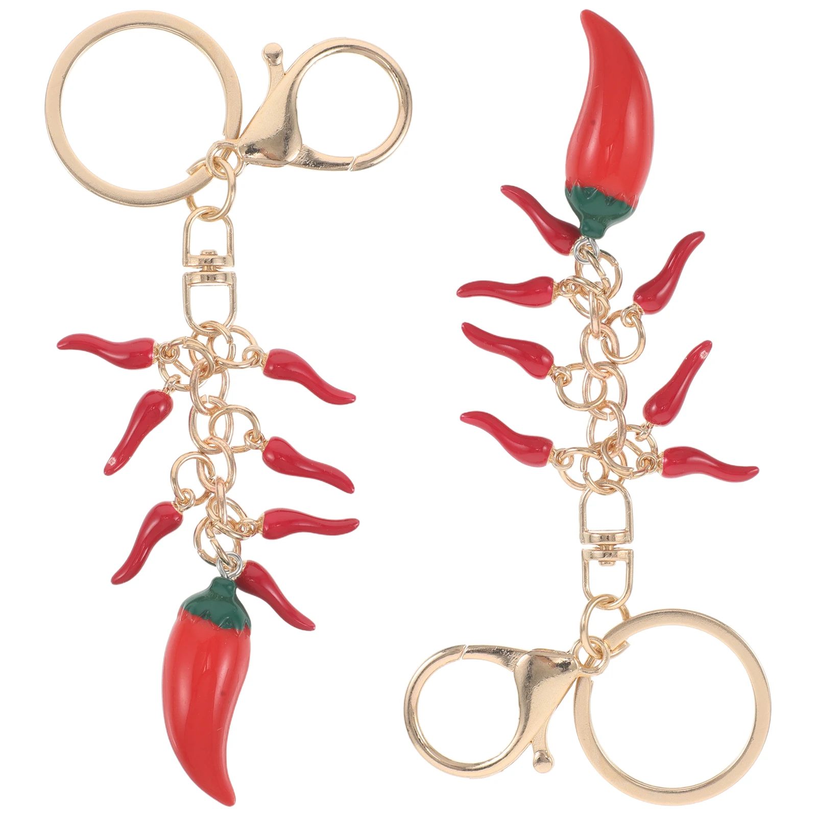 

2Pcs Chili Pepper Keychains Lightweight Mini Fruit Charm Bag Ornament for Backpack Purse Car Cute Red Keychain