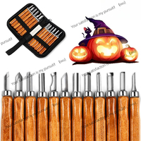 12Pcs/set Wood handle wood carving chisel scalpel tool set Hand tool set Tool head stainless steel