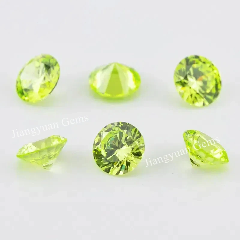 Größe 1mm~10mm Apfelgrüne Lose Zirkonia-Steine 5A Rundschliff CZ Synthetische Edelsteine für Schmuck – Detail 6
