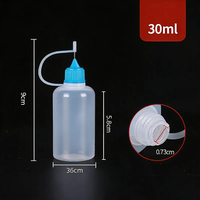 5ml 10ml 20ml 30ml 100ml 120ml PE Plastic Squeezable Tip Applicator Bottle Refillable Dropper with Needle Tip Caps Oil Bottles