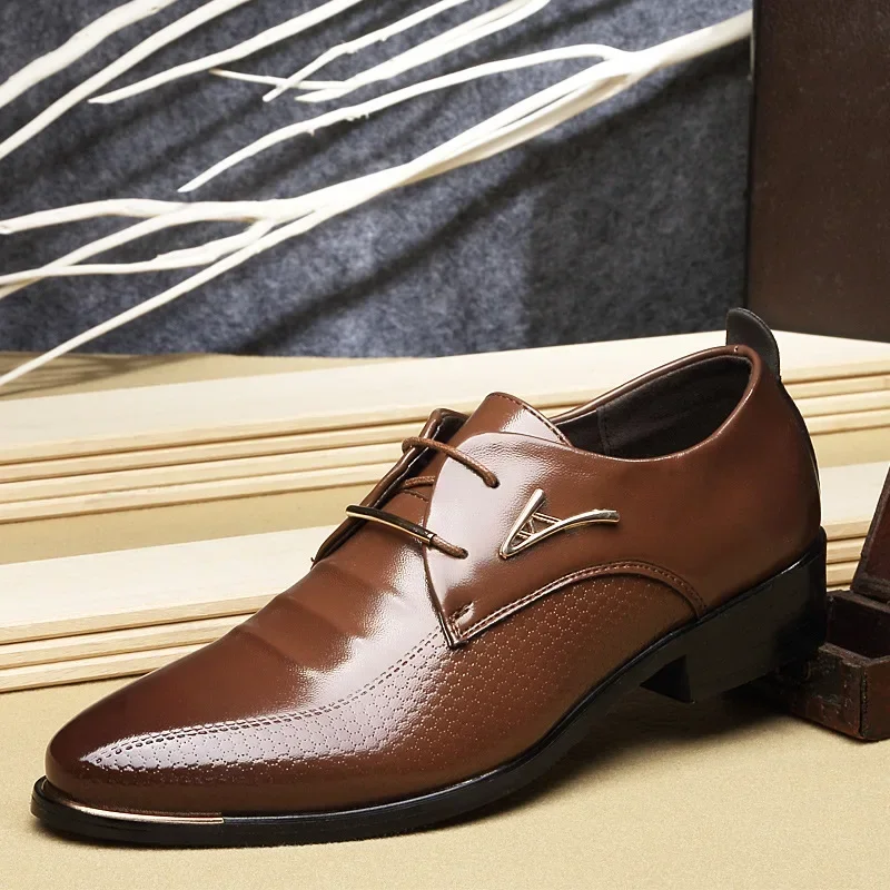 Men Shoes Four Seasons Men Business Dress Leather Shoes Fashion Casual Shoe Pointed Leather Shoes Social Shoe Male Plus Size 48