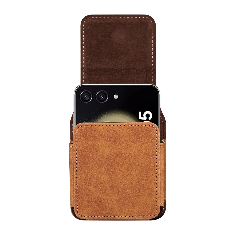 Universal Leather Belt Clip Case Phone Waist Bag For Samsung Galaxy Z Flip 5 4 3 OPPO VIVO Huawei P50 Pocket Holster Pouch Cover