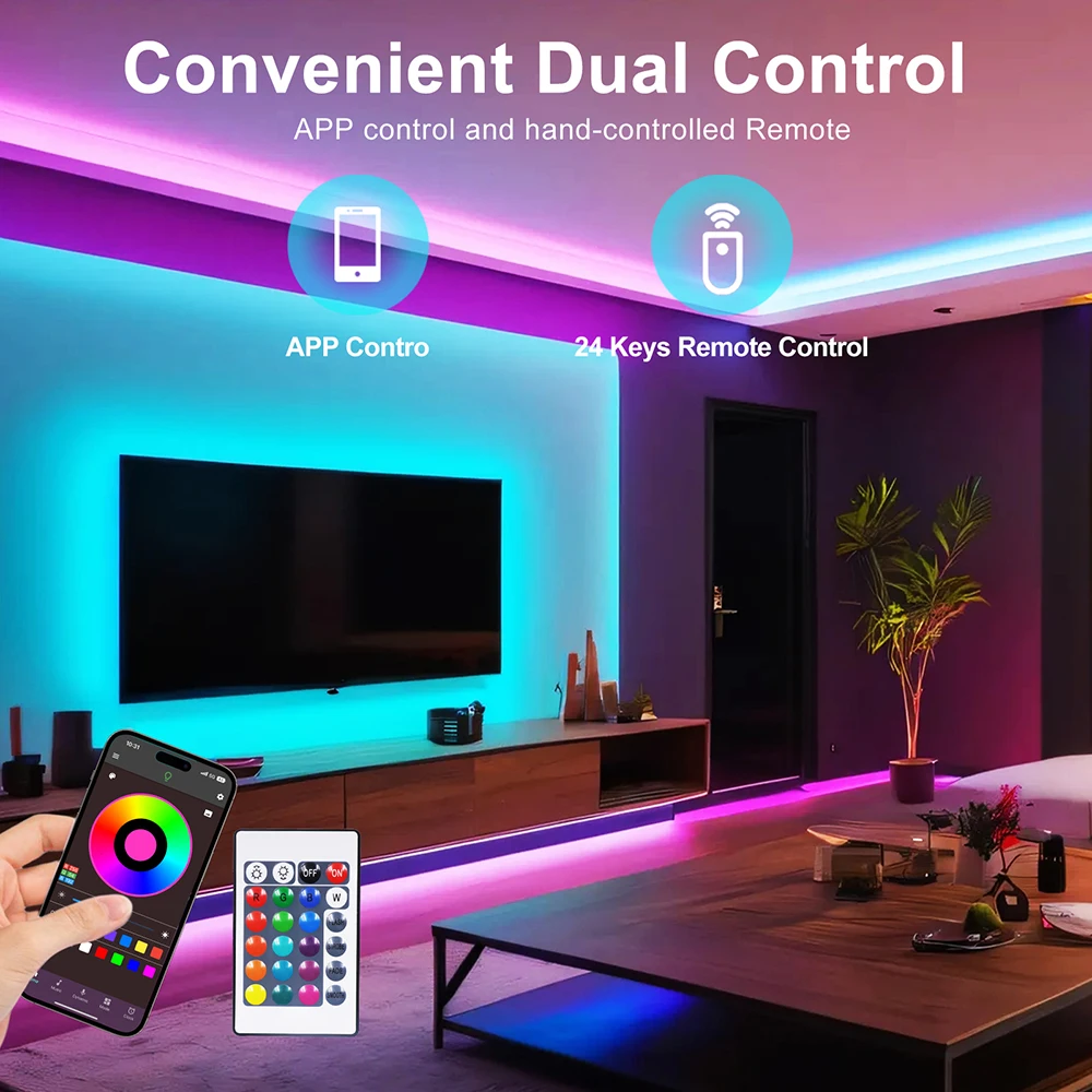 5V USB LED Strip Light RGB 5050 Bluetooth APP 3key Controller 24key 44key Remote Control 30LED/M Flexible Tape Gaming Room Decor