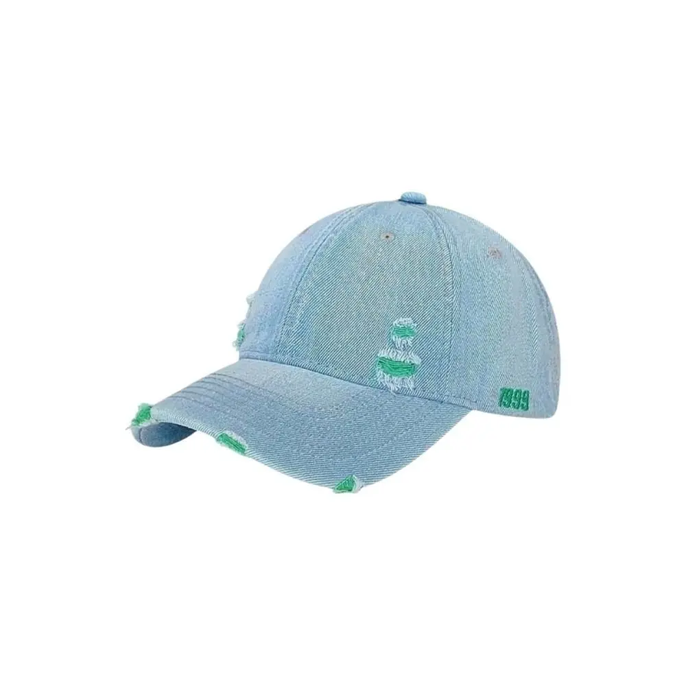 Retro Blue Denim Baseball Cap Washed Denim Adjustable Hip-Hop Sun Hat Sun Protection Ripped Hole Frayed Denim Cap Unisex Wear