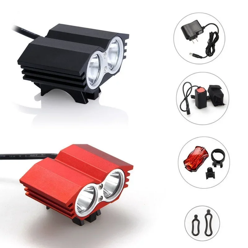 Waterproof USB Bike Light 8000LM 2 X T6 LED Front Bicycle Headlight Dual Lamps for Cycling No Battery