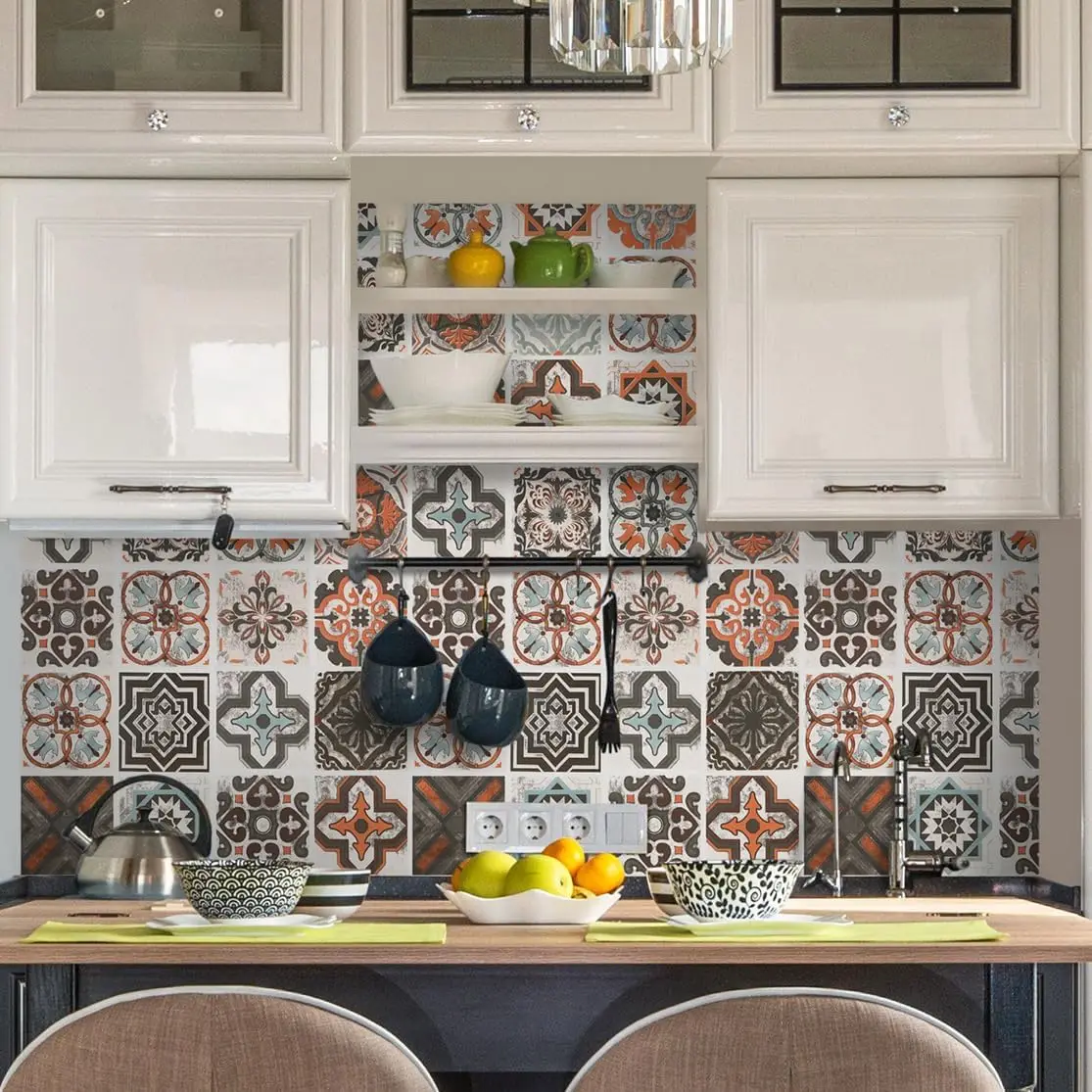 Self Adhesive Waterproof Tiles Floor Sticker Retro Pattern for Living Room Kitchen Bathroom Tables Floor Wall Decals PVC Sticker