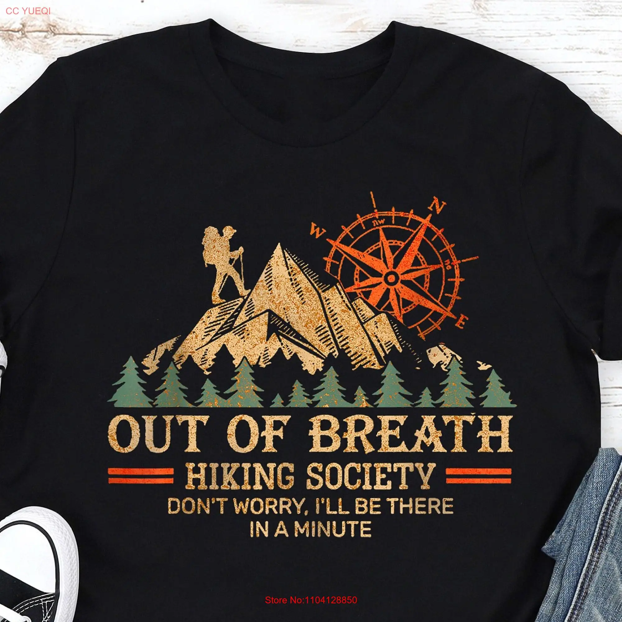 Adventure T Shirt Out of Breath Hiking Society Camping Mountain Hiker Nature Lover Vacation long or short sleeves