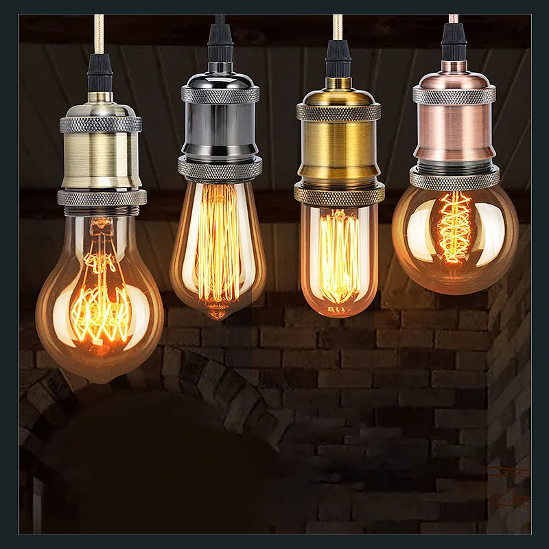 E27 Vintage Pendant Light Holder Fixture Minimalist Hanging Lamp Base Aluminum Electroplated Ceiling Lamp Holder For Dining Room