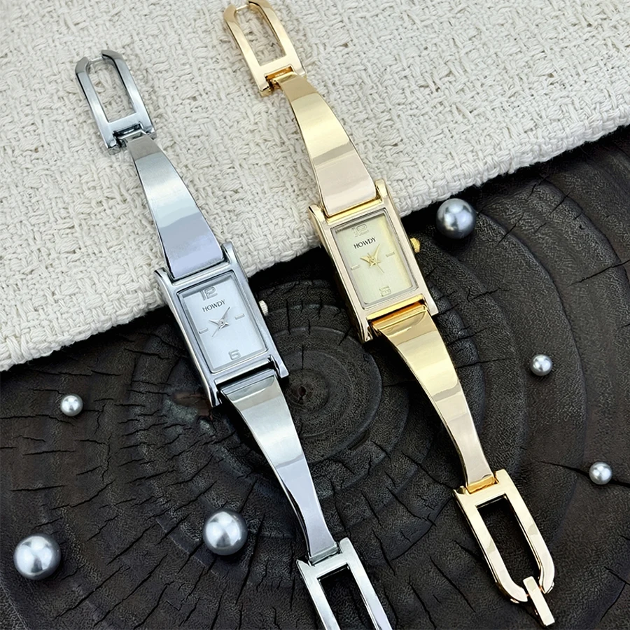 New Rectangle Half-Bangle Ladies Bracelet Watch Smooth Surface Elegant Simplicity Fashionable Wristwatch Trendsetter