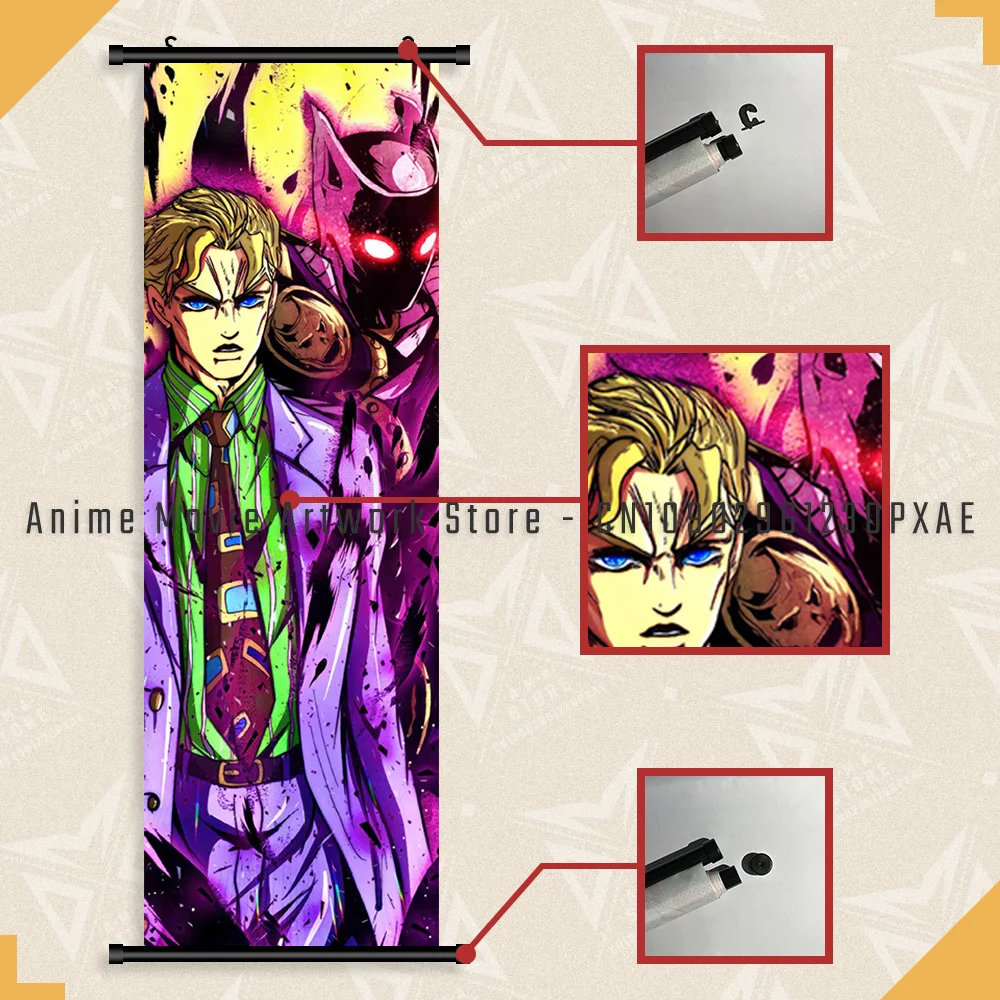 جوجو مغامرة غريبة جدار الفن قماش معلق اللوحة شخصيات كرتونية جوناثان جوستار مخطوطات صورة طباعة ملصق ديكور المنزل