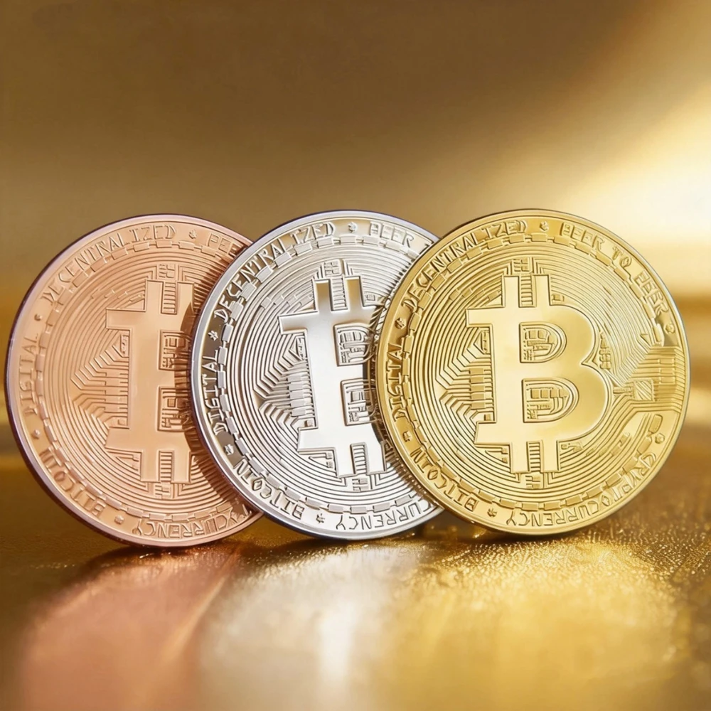 Pièce de collection Bitcoin plaquée or, pièce commémorative en métal BTC Casascius, cadeau artistique, imitation antique de crypto-monnaie