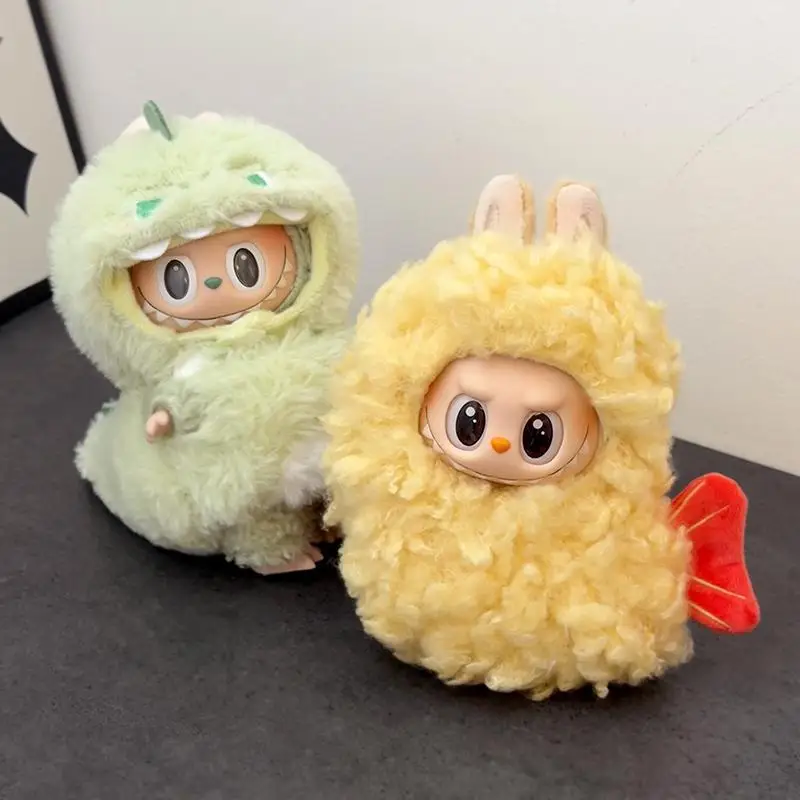 Bonito camarão frito roupa boneca roupas para labubu dos desenhos animados barata dinossauro roupas de pelúcia para labubu v1 v2 v3 bonecas