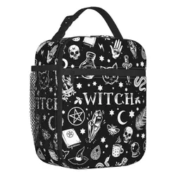 Sac à lunch isotherme à motif de sorcière pour femme, réutilisable, glacière thermique, boîte à bento, école, Halloween, occulte, gothique, magique, enfants