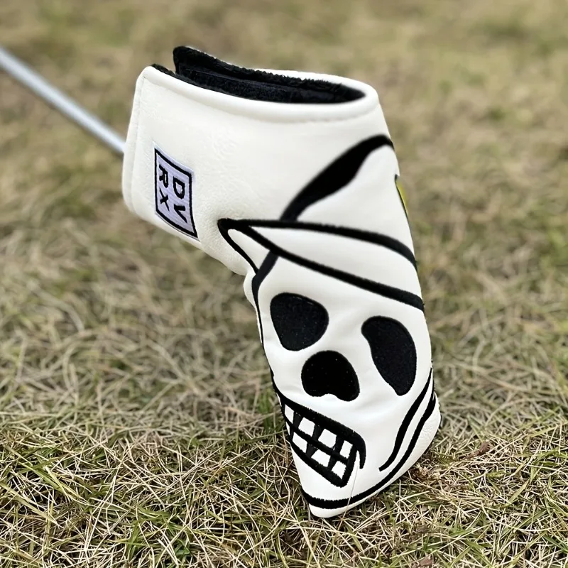 غطاء رأس جولف مطرز بهيكل عظمي من مادة البولي يوريثان، أبيض/أخضر/أسود، حماية أنيقة للنادي، ملحقات الجولف #4