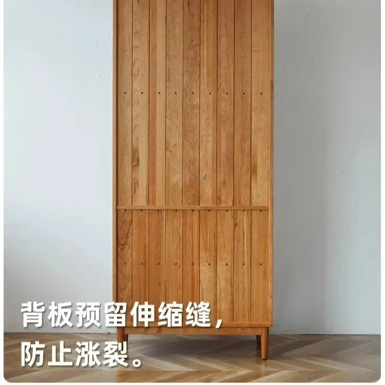 Solid Wood Full Cherry Wood Glass Door Display Floor Standing Wall-Mounted Tall Bookshelf Storage Home Dustproof Bookshelf - view 4
