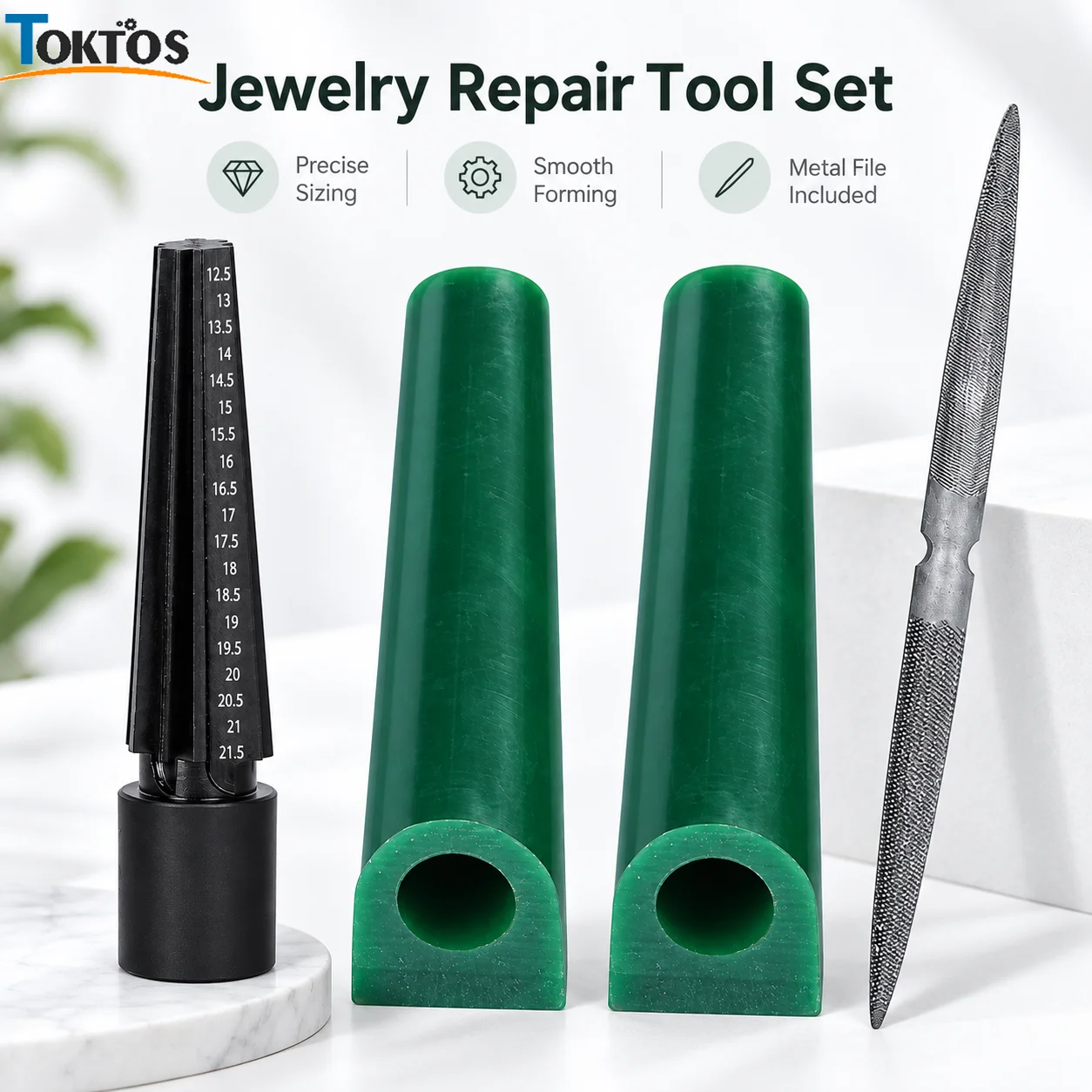 TOKTOS Jewelry Wax Carving Tool Kit Ring Wax Sizer 2 Carving Wax Tubes Double Ended File for Lost Wax Casting Ring Making