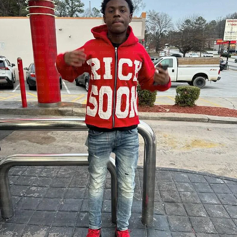 معطف أنيق للرجال من Rich Soon Y2K Goth Harajuku سترة فضفاضة غير رسمية للزوجين ملابس خروج جديدة سترات مطرزة بأحرف أبجدية عتيقة