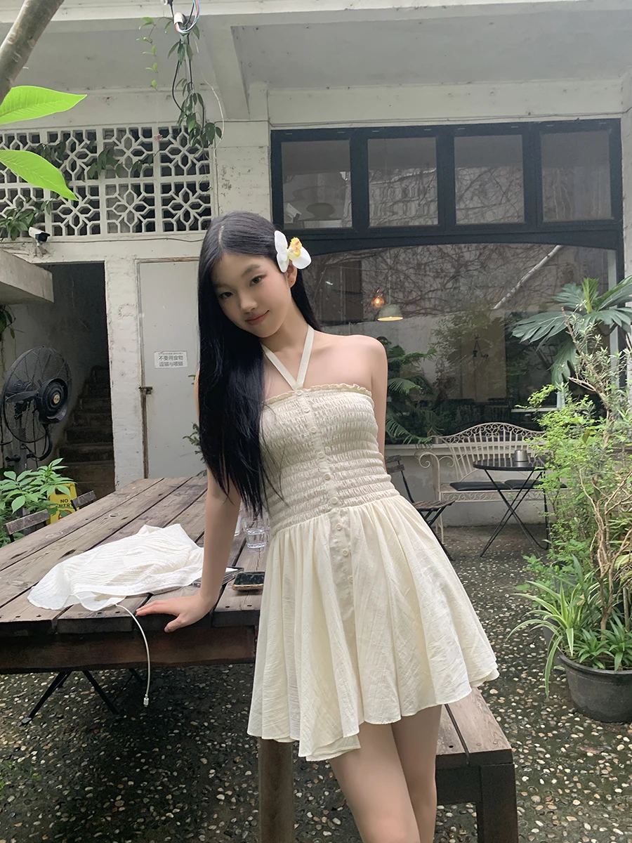 فستان نسائي صيفي جديد لعام 2025 من نادي المشاهير الأحمر، تصميم بدون حمالات مع رقبة معلقة، تنورة أنيقة بخصر مرتفع وقصة A-line ... #2